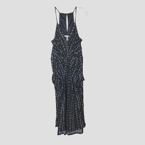 BCBGeneration Matchsticks Surplice Maxi Dress Size M Black Multi Strappy Pockets